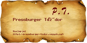 Pressburger Tódor névjegykártya